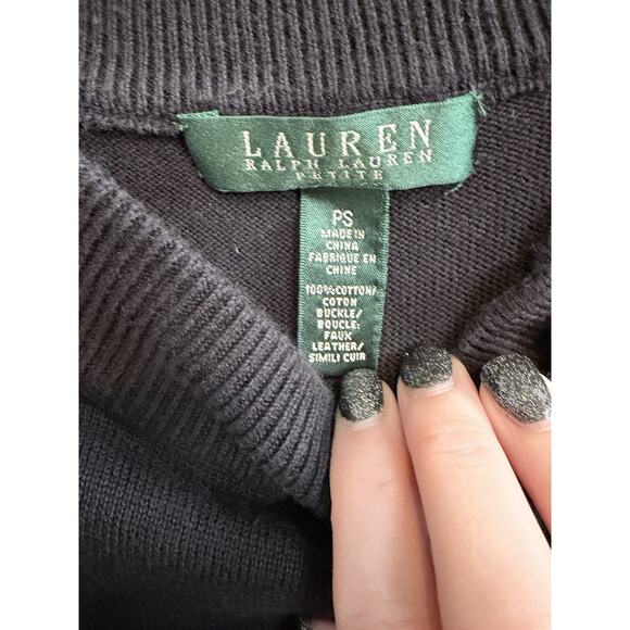 Ralph Lauren Petite LRL | Black 100% Cotton Sweater Boatneck Buckle - size Small - Picture 3 of 6